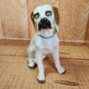 Antique / Vintage Sitzendorf Sitting Hound Porcelain Dog Figurine 90s